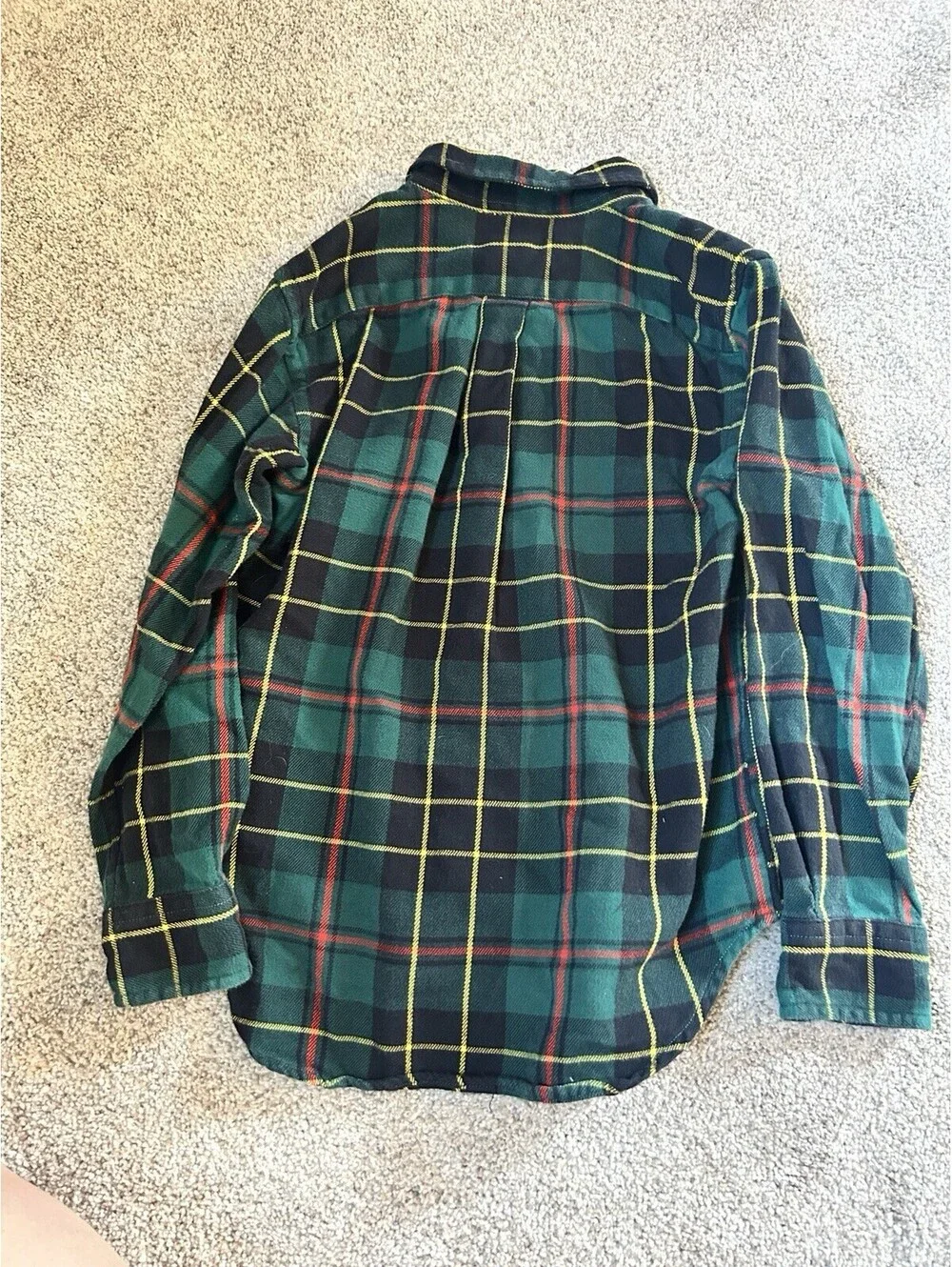 Ralph Lauren Vintage Shirt Boys 6 Green Black Plaid Flannel Button Down Pony
